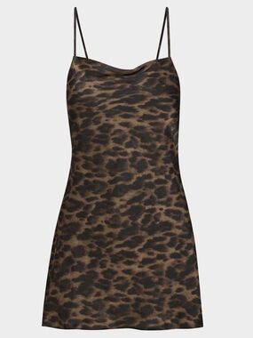 Confession-Aritzia Leopard-Print Slip Dress in Brown and Black